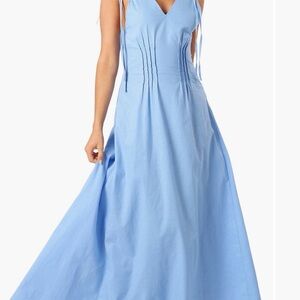 Petal & Pup Sky Blue V-Neck Maxi Dress with Tie Straps